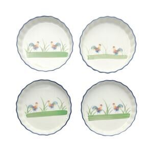 BIA Cordon Bleu Blanc de Table “Rooster” 4 Tart or Crème Brûlée Shallow Bowls 5”